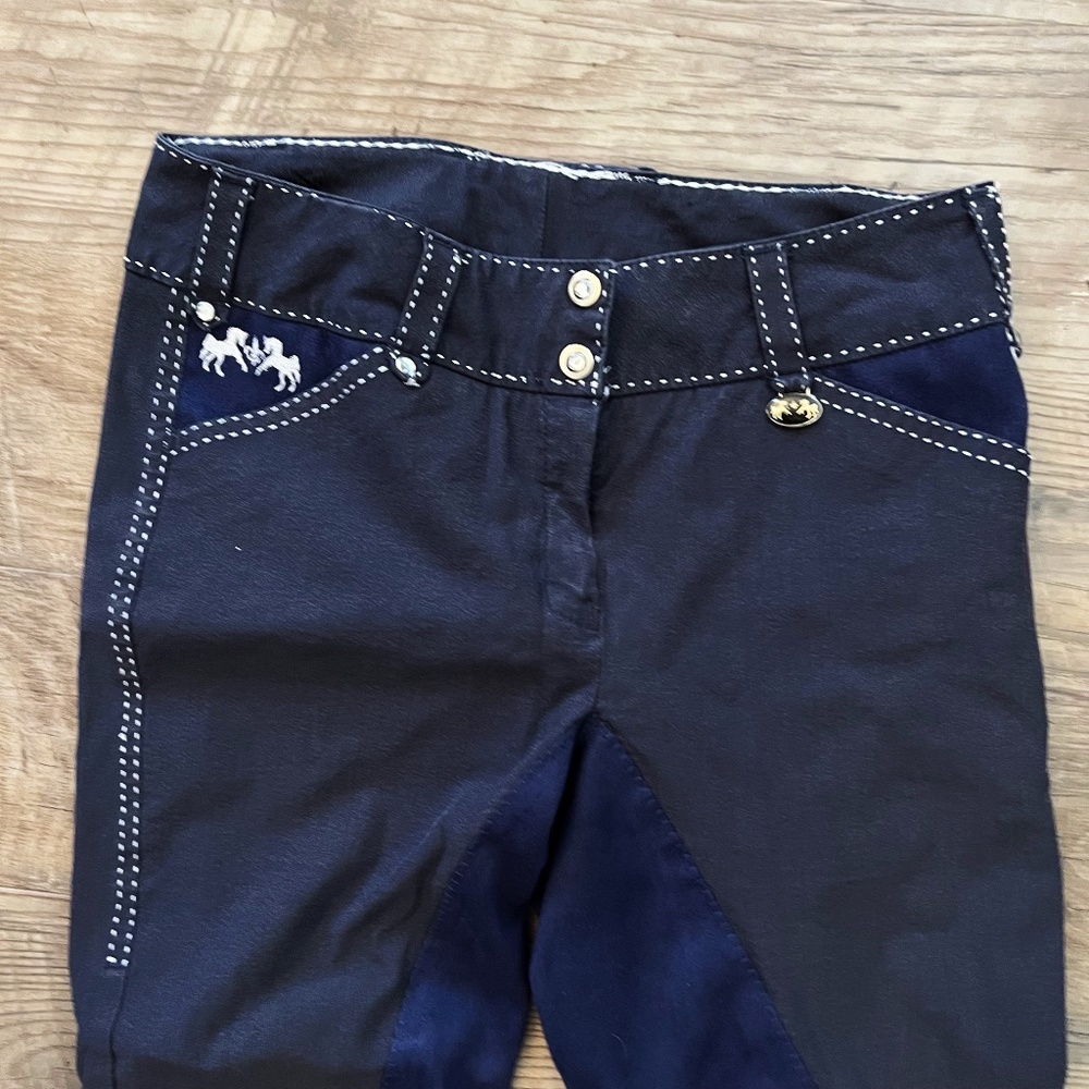 Equine Couture Blakely Knee Patch Breeches Contrast Saddle Stitch Horse Size 30 - Picture 7 of 9
